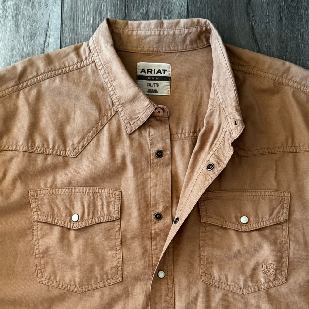 ARIAT Mens Ace Retro Snap Long Sleeve Shirt XXL / 2XL Western Cowboy 100% Cotton - Picture 8 of 16